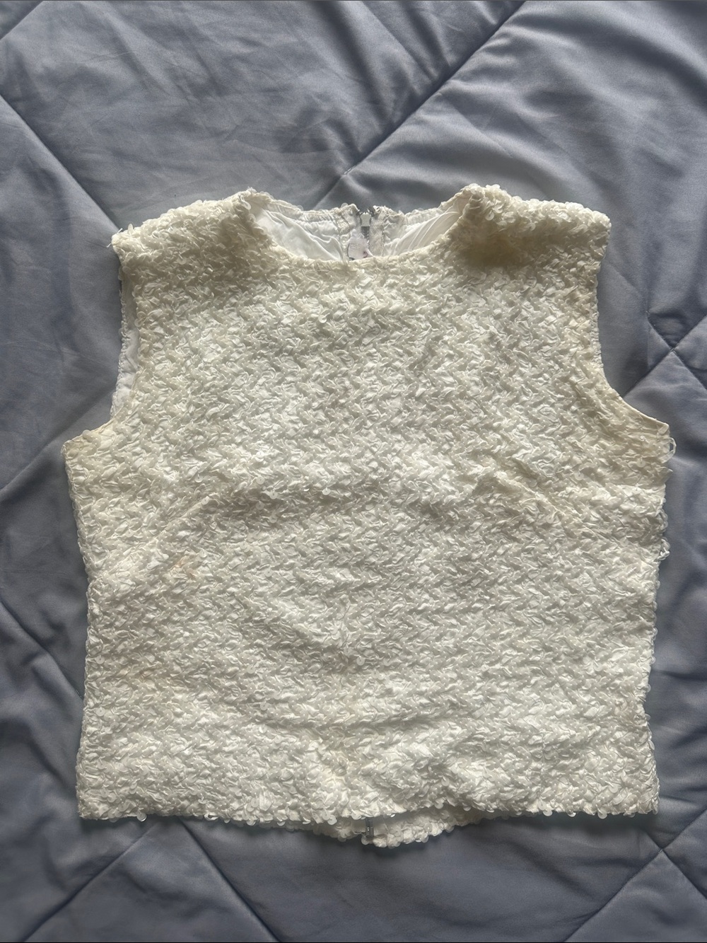 Textured Sleeveless Ivory Top - Classic Women's Tank